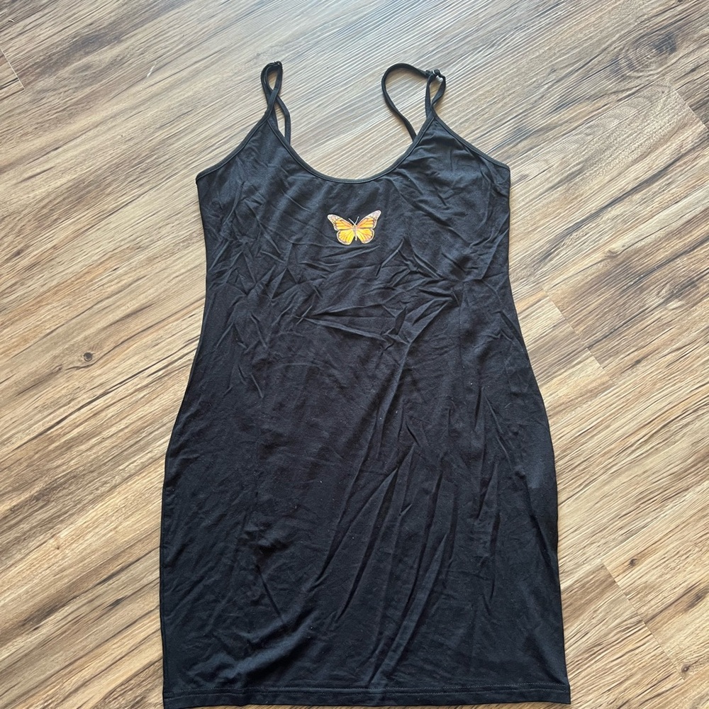 Black Butterfly Slip Dress